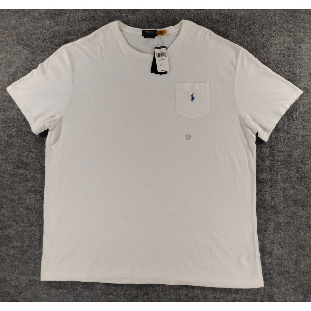 Preppy Minimalist Polo Ralph Lauren Pocket Tee Shirt XXL Cotton Linen Jersey